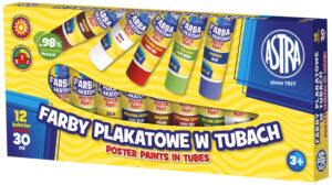 Farby plakatowe 12-kol. w tubach 30 ml., Astra