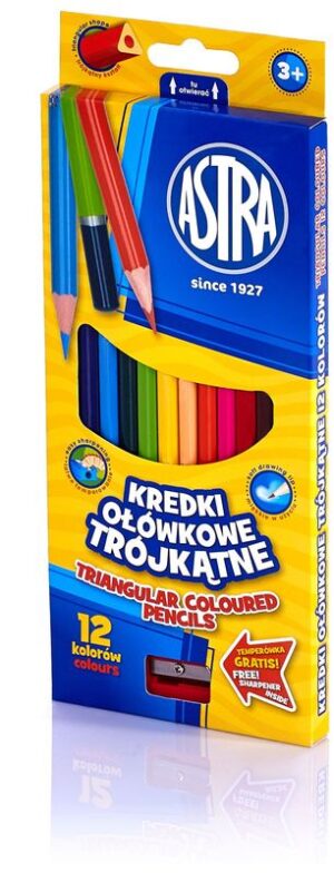 Kredki 12-kol. trójkątne Vision, Astra