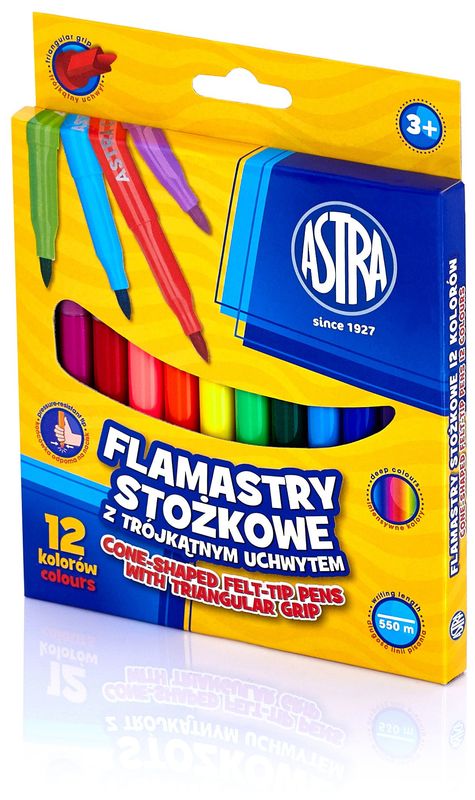 Flamastry 12-kol. stożkowe 314 110 003, Astra