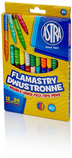 Flamastry dwukolorowe 12 szt. 24-kol., Astra