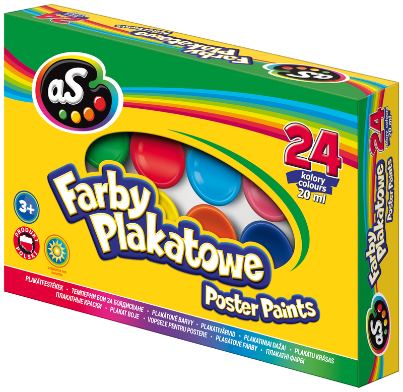 Farby plakatowe 24-kol. 20 ml., "AS"