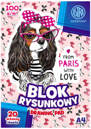 Blok rysunkowy A4 100g 20ark Puppy&Unicorn&Mini, Astra