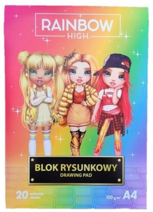Blok rysunkowy A4 100g 20ark. Rainbow High, Astra