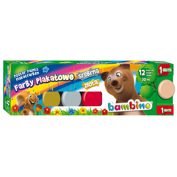 Farby plakatowe 12-kol. 20 ml., Bambino, St.Majewski