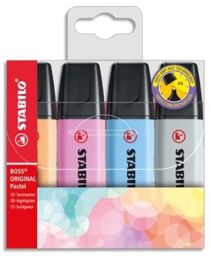 Zakreślacze Boss Pastel etui 4szt, Stabilo