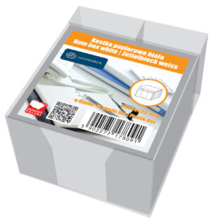 Bloczek kartek białych 85 x 85 x 35 mm w pojemniku, Interdruk