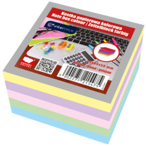 Bloczek kartek kolor 85x85x50mm klejonych, Interdruk