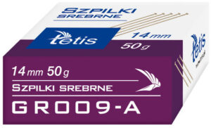 Szpilki 14 mm kol. srebrny pud. 50 g, Tetis