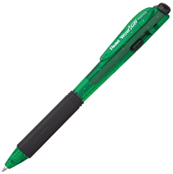 Długopis żelowy pstryk.K437CR WOW! Gel ziel. Pentel