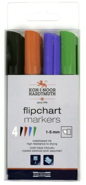 Marker do flipcharta 4 kol ścięta końcówka,  Koh-I-Noor