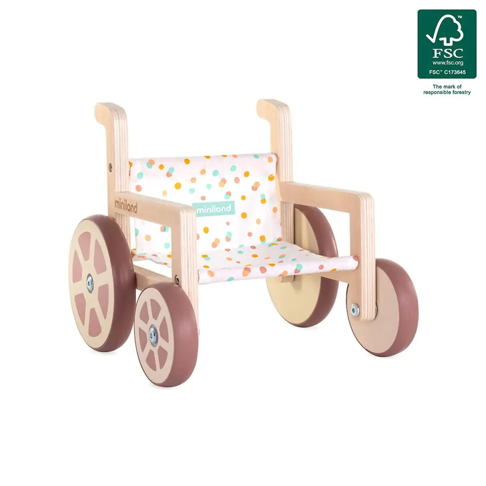 Wózek inwalidzki drewniany dla lalki 38 cm
