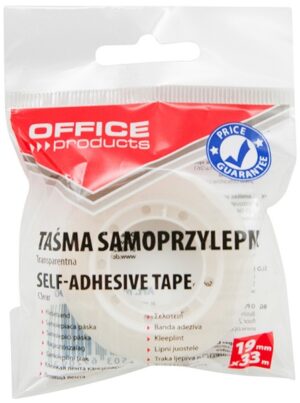 Taśma biurowa 19mm, 33m, zawieszka, transparentna, Office Products